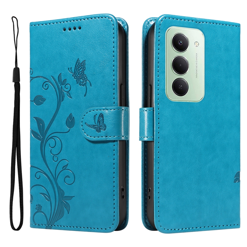 Virágos könyv tok Xiaomi Redmi 15 4G (171mm) - kék