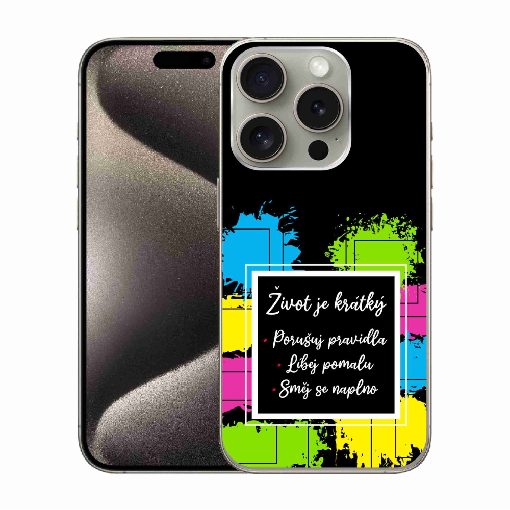 Gél borítás mmCase iPhone 15 Pro készülékhez - Idézet 5 fekete háttér