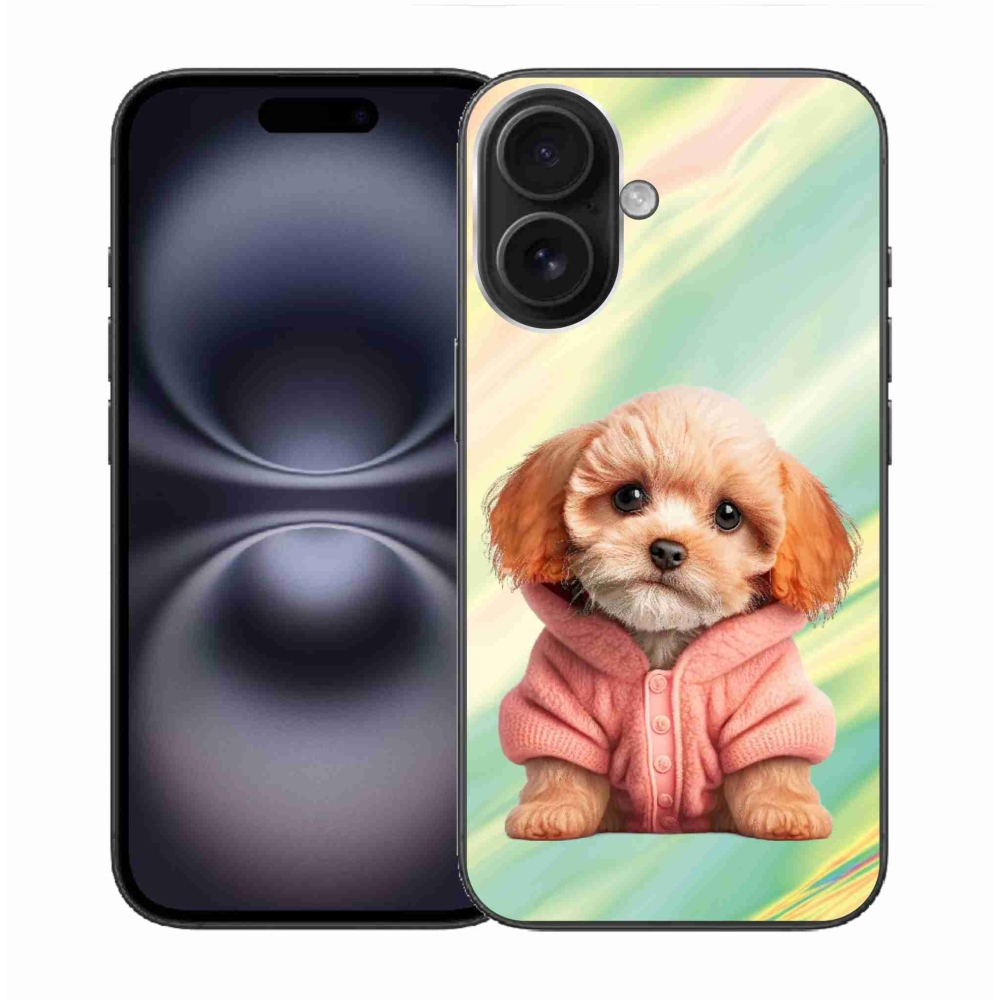 Gél borítás mmCase iPhone 16 készülékhez - kiskutya pulóverben