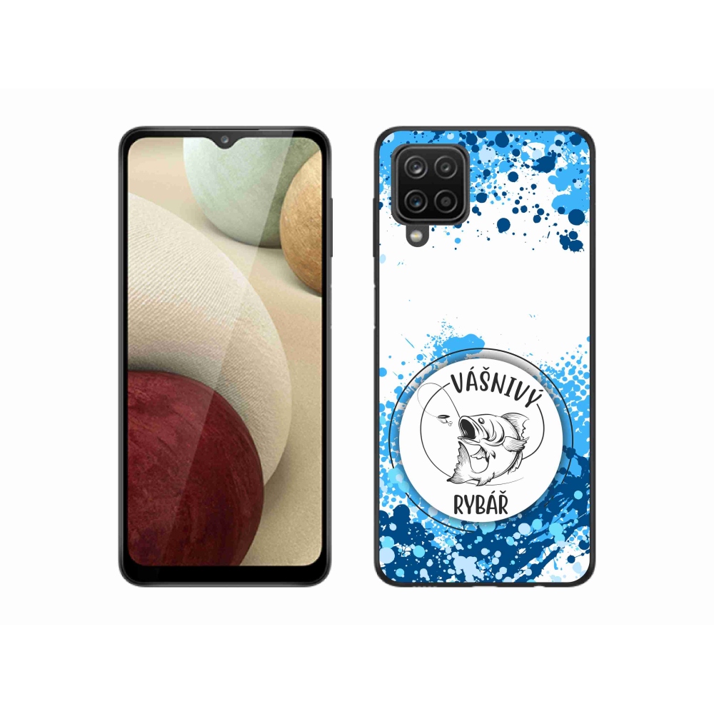 Gél borítás mmCase Samsung Galaxy A12 készülékhez - szenvedélyes halász fehér háttérrel