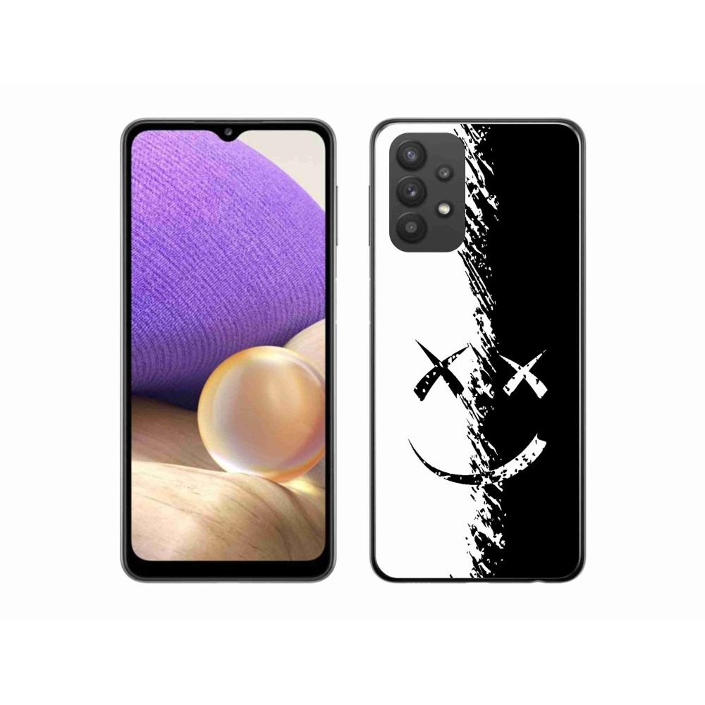 Gél védőhuzat mmCase Samsung Galaxy A32 5G - fekete-fehér mosolygóhoz