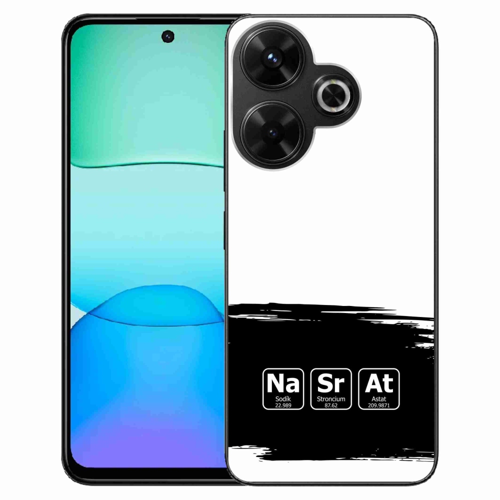 Gél borító mmCase a Xiaomi Redmi 13 4G/Poco M6 4G - kémiai elemek fekete és fehér háttérrel