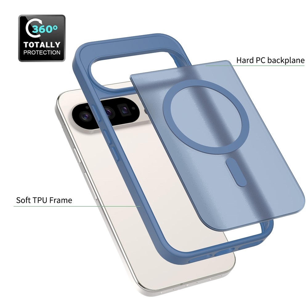 Bőr zselés tok kemény hátlappal és MagSafe támogatással a Google Pixel 10 Pro/Pixel 10 készülékhez - kék