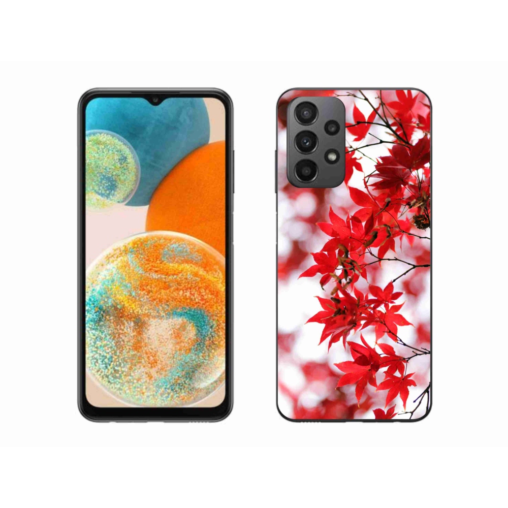 Zselés borítás mmCase Samsung Galaxy A23 4G/5G készülékhez - piros levelek