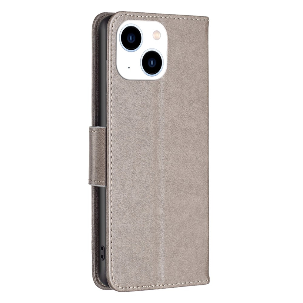 Pillangó könyvtáska iPhone 15 készülékhez - szürke