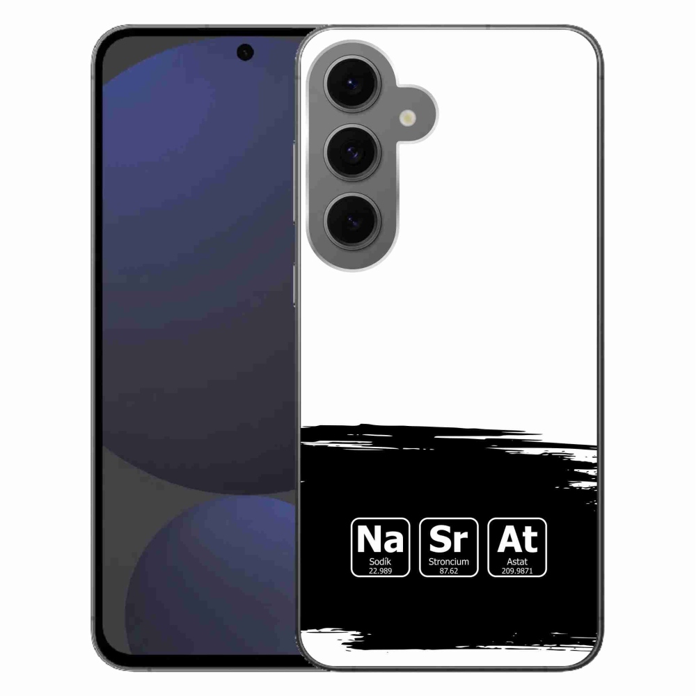 Gél borító mmCase Samsung Galaxy S24 FE - kémiai elemek fekete és fehér háttérrel