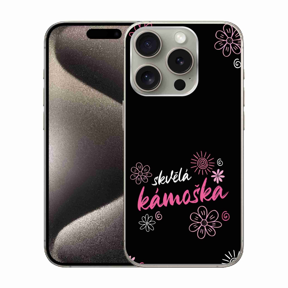 Gél borítás mmCase iPhone 15 Pro készülékhez - nagyszerű haver fekete háttérrel