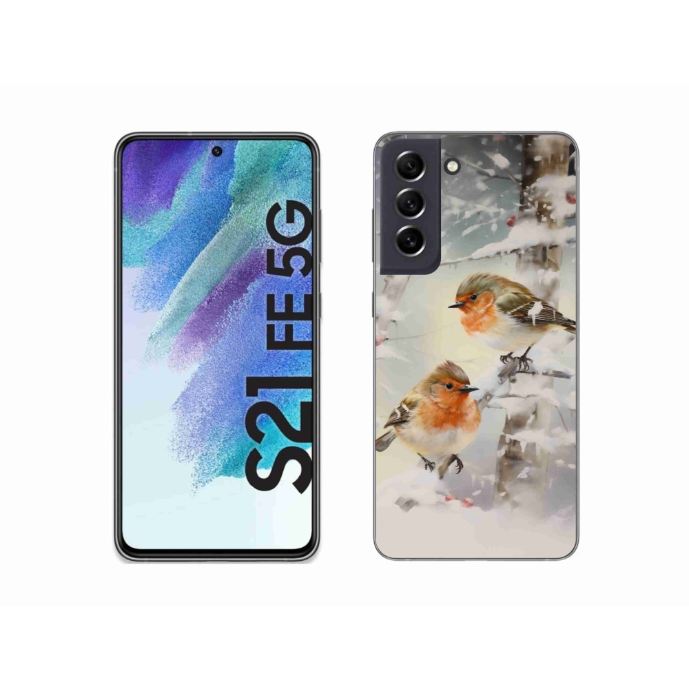 Gél borítás mmCase Samsung Galaxy S21 FE 5G - madarak télen - Samsung Galaxy S21 FE 5G számára