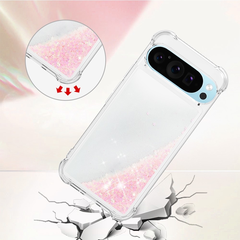 Csillogó homokóra zselés tok Google Pixel 10 Pro/Pixel 10 - rózsaszín/csillagok