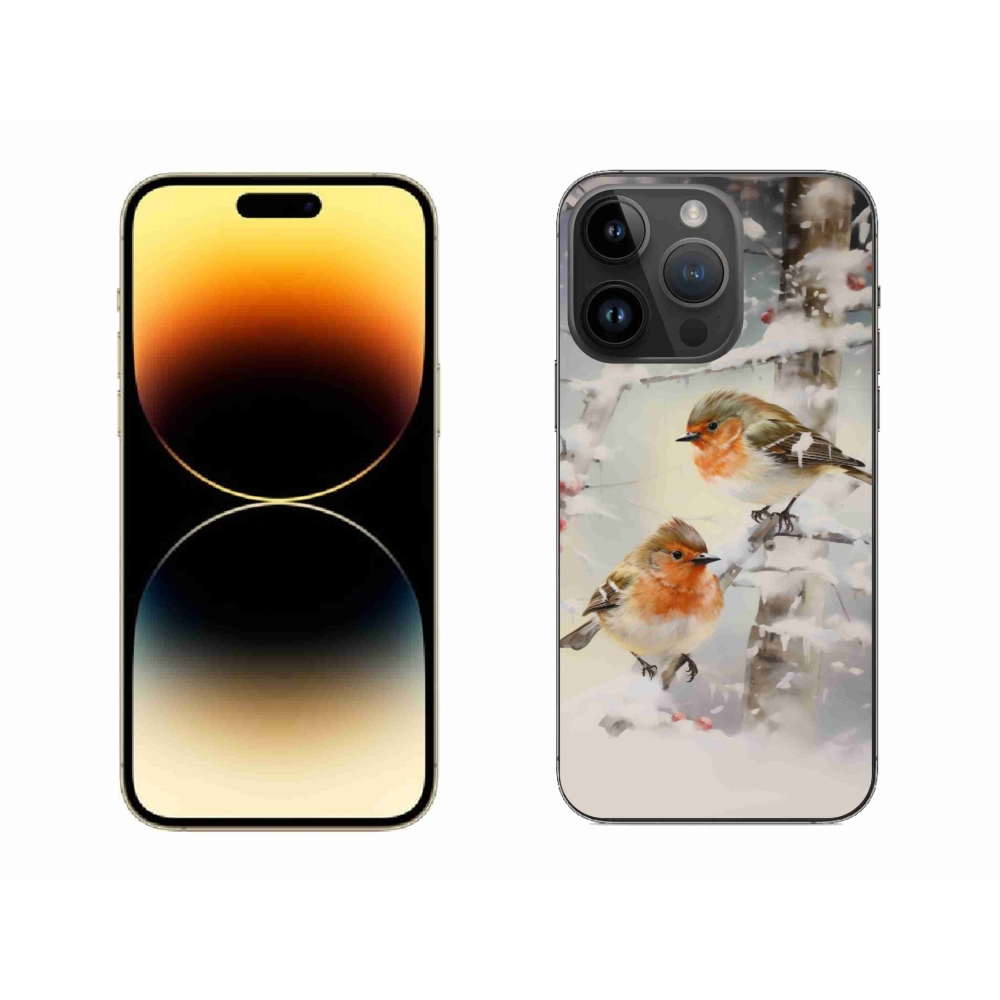 Zselés borítás mmCase iPhone 14 Pro Max készülékhez - madarak télen