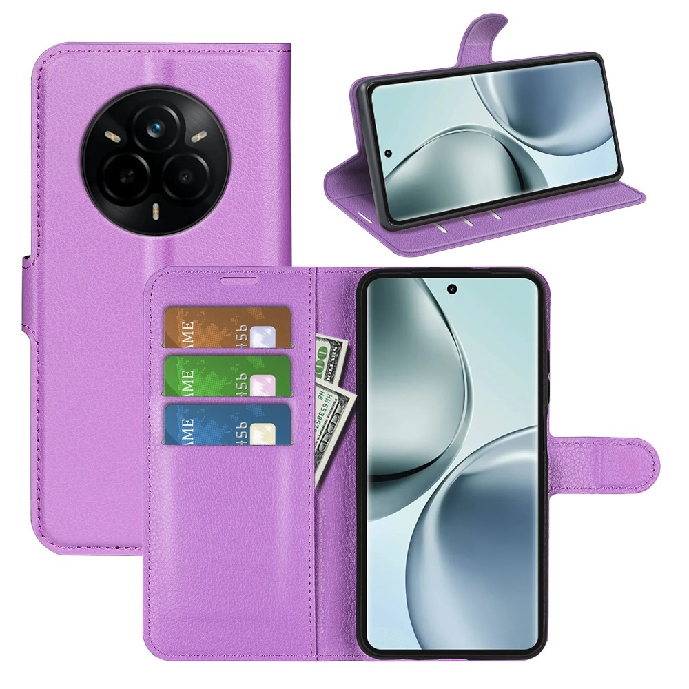 Litchi könyvtáska a Realme 14 Pro 5G készülékhez - lila
