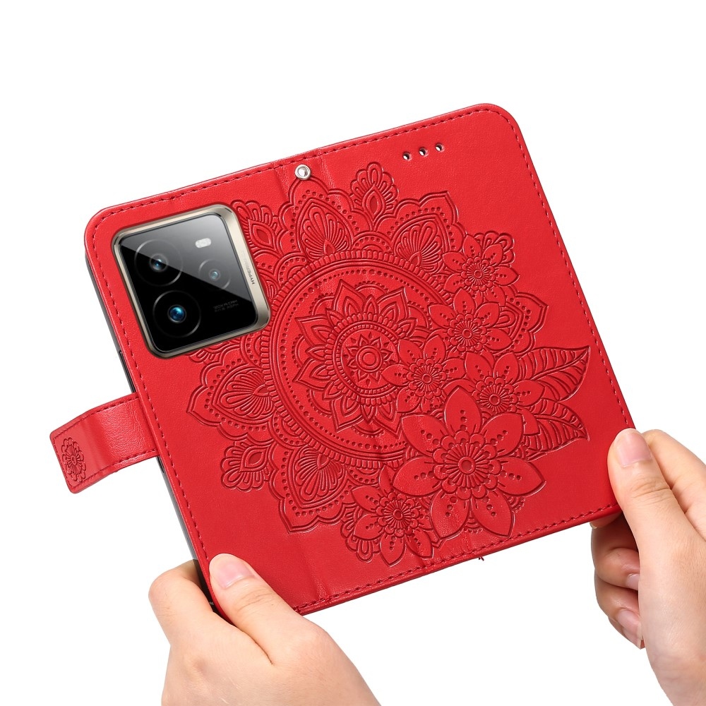 Mandala könyvtáska a Realme GT 7 Pro 5G készülékhez - piros