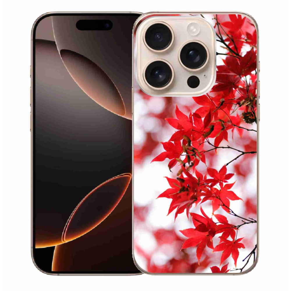 Zselés borítás mmCase iPhone 16 Pro Max készülékhez - piros levelek