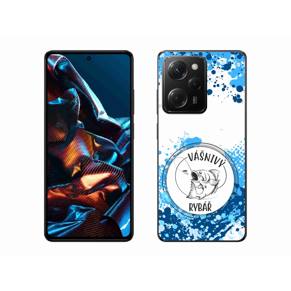 Gél borító mmCase a Xiaomi Poco X5 Pro 5G számára - szenvedélyes halász fehér háttérrel