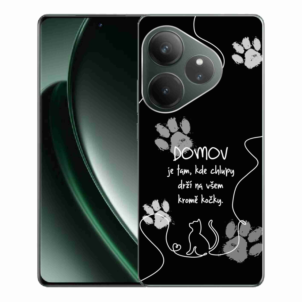 Gél borítás mmCase a Realme GT 6 5G/GT 6T 5G számára - macska motívum fekete háttérrel