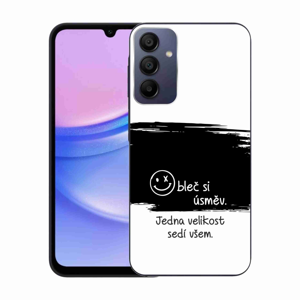 Gél borító mmCase Samsung Galaxy A15 4G/5G - vicces szöveg 8 fekete és fehér háttérrel