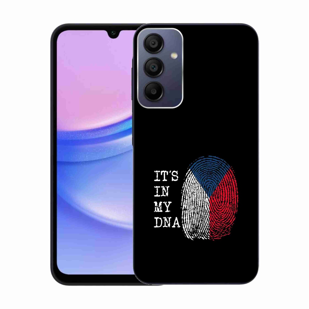 Gél borítás mmCase Samsung Galaxy A15 4G/5G - zászlós ujjlenyomat fekete háttérrel