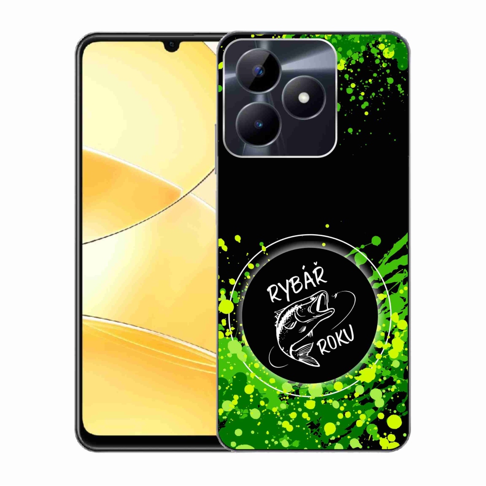 Zselés borító mmCase a Realme C51/C53 készülékhez - Az év horgásza fekete háttérrel