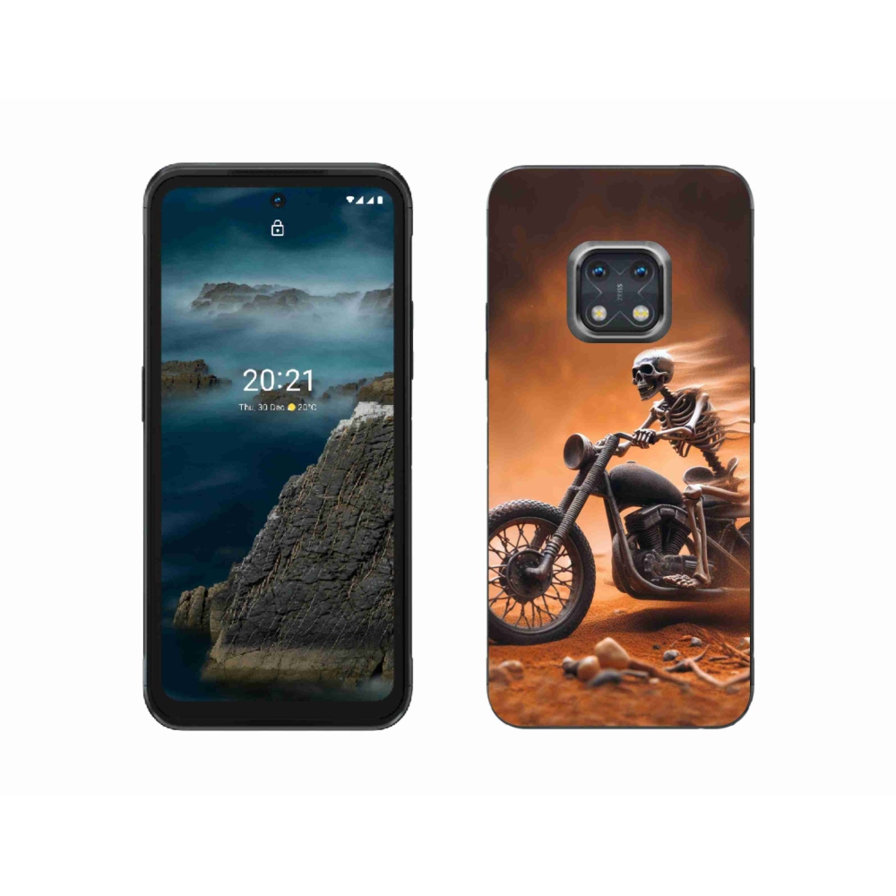 Zselés borítás mmCase a Nokia XR20-hoz - csontváz egy motorkerékpáron