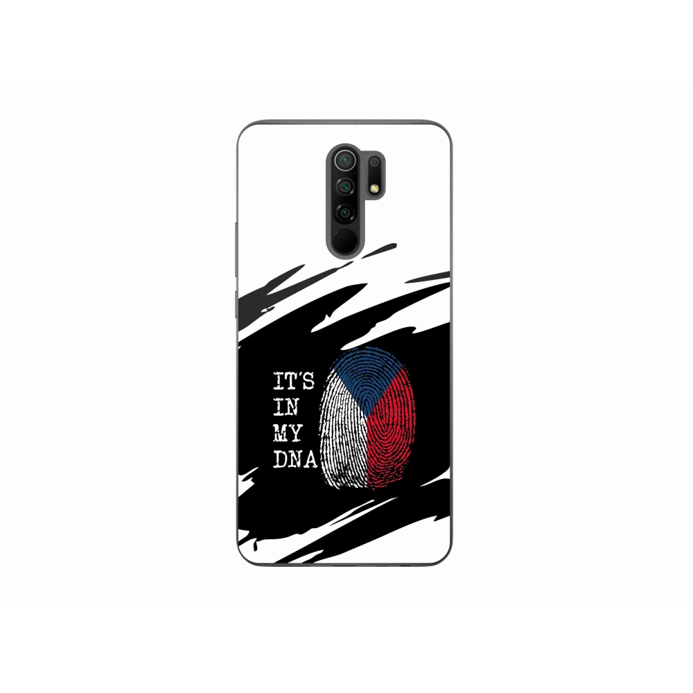 Gél borító mmCase a Xiaomi Redmi 9 - zászló ujjlenyomat fekete és fehér háttérrel
