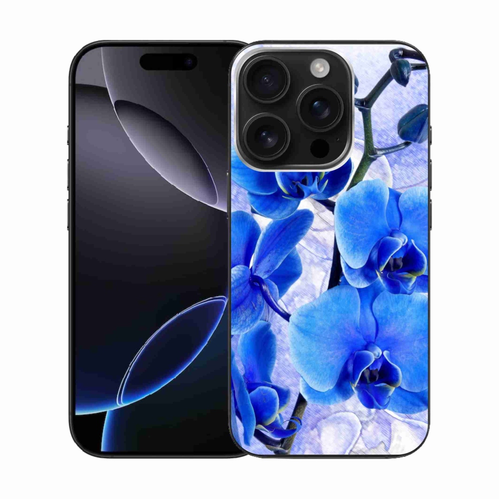 Zselés borítás mmCase iPhone 16 Pro készülékhez - kék virágok