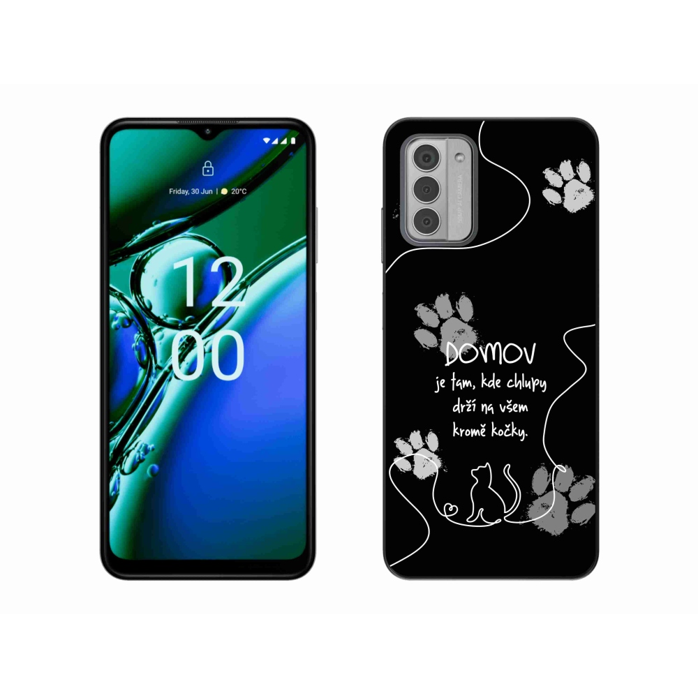 Zselés borító mmCase a Nokia G42 készülékhez - macska motívum fekete háttérrel