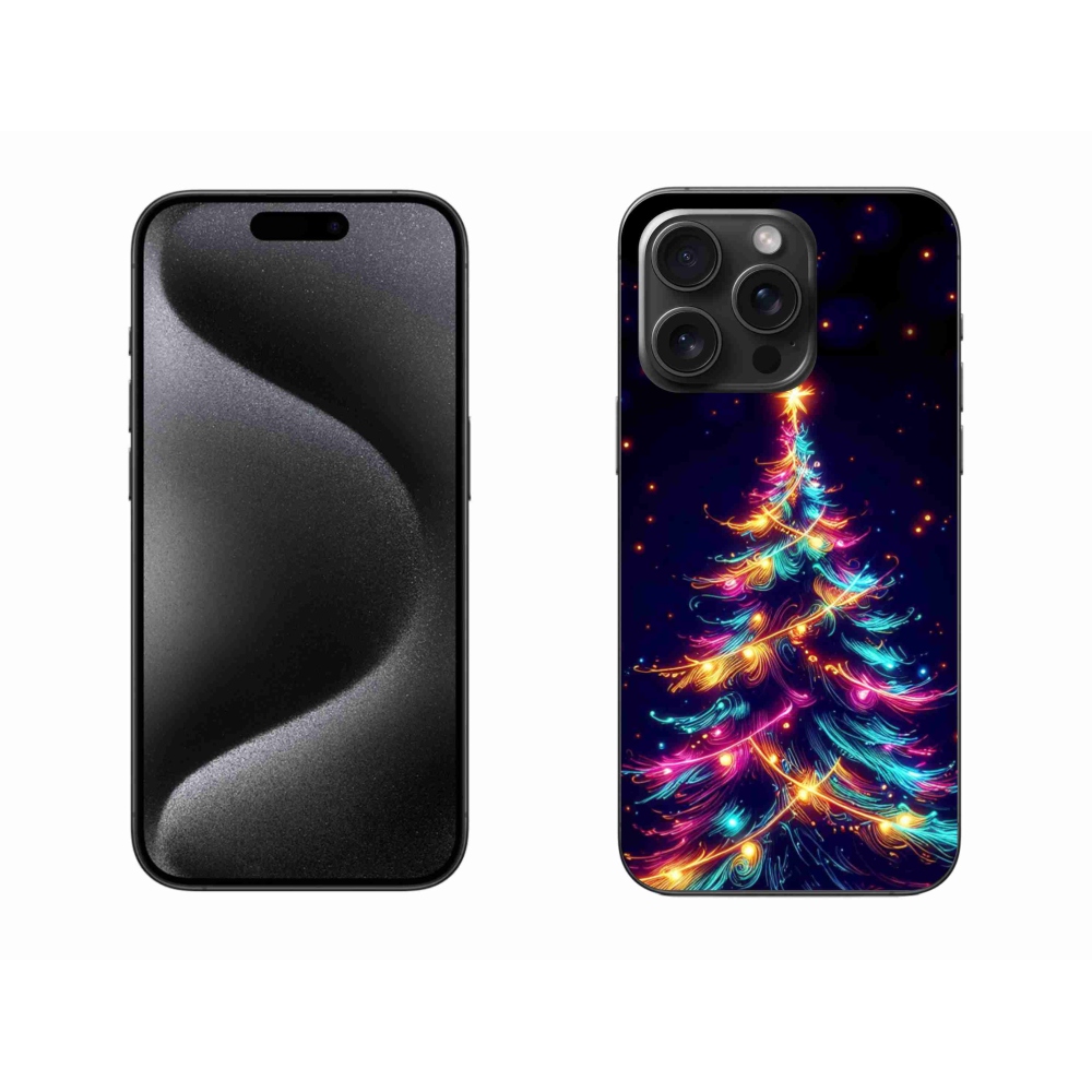 Zselés borítás mmCase iPhone 15 Pro Max készülékhez - neon karácsonyfa