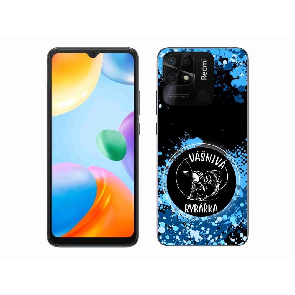 Gél borító mmCase a Xiaomi Redmi 10C-hez - szenvedélyes halász fekete háttérrel