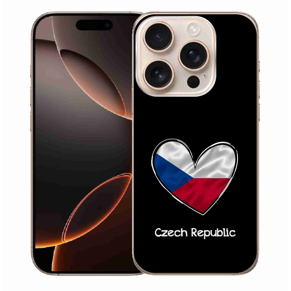 Zselés borítás mmCase iPhone 16 Pro Max készülékhez - zászlós szív fekete háttérrel