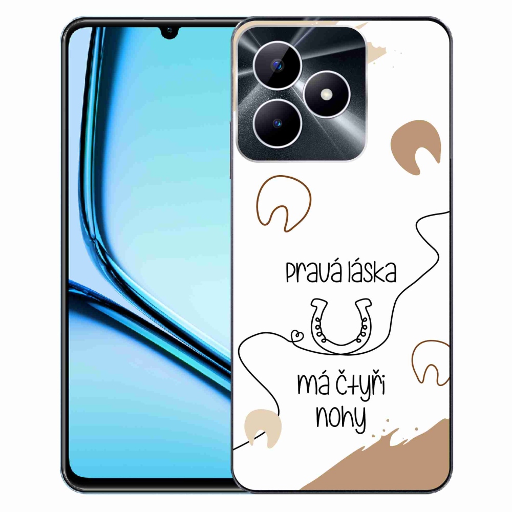 Zselés borító mmCase a Realme Note 50 készülékhez - ló motívum fehér háttérrel