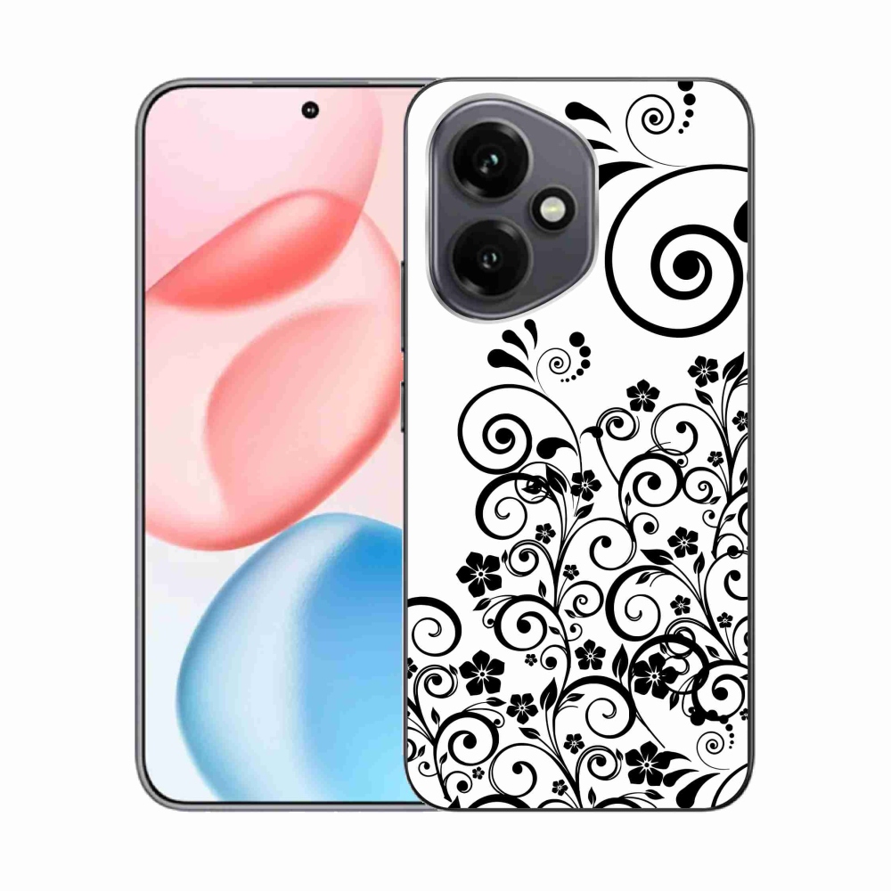 Zselés borító mmCase a Honor 400-hoz - fekete-fehér virágmintás