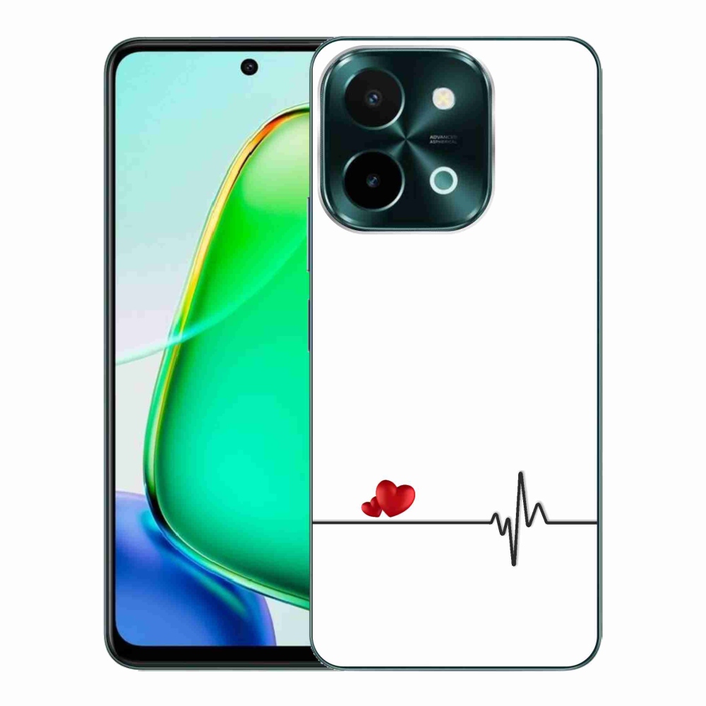 Gél borító mmCase a Vivo Y28-on - szív és szívverés fehér háttérrel