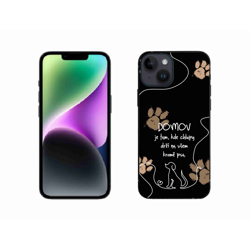 Gél borítás mmCase iPhone 14 készülékhez - kutya motívum fekete háttérrel