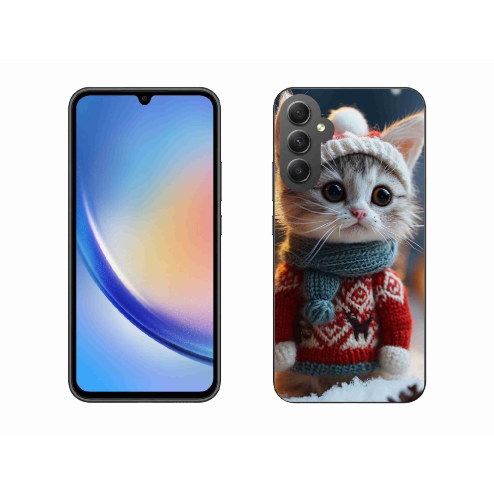 Zselés borítás mmCase Samsung Galaxy A34 5G - cica pulóverben