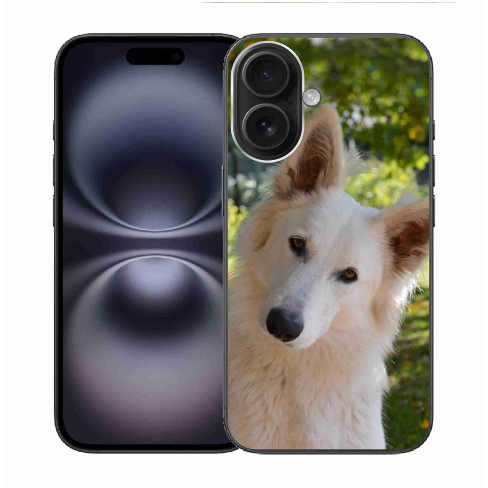 Gél borítás mmCase iPhone 16 készülékhez - Fehér svájci juhász 1