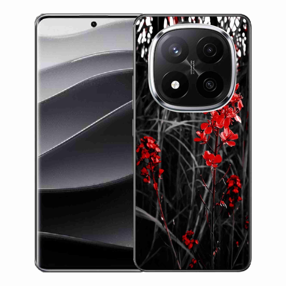 Gél borítás mmCase a Xiaomi Redmi Note 14 Pro+ 5G - piros növényhez