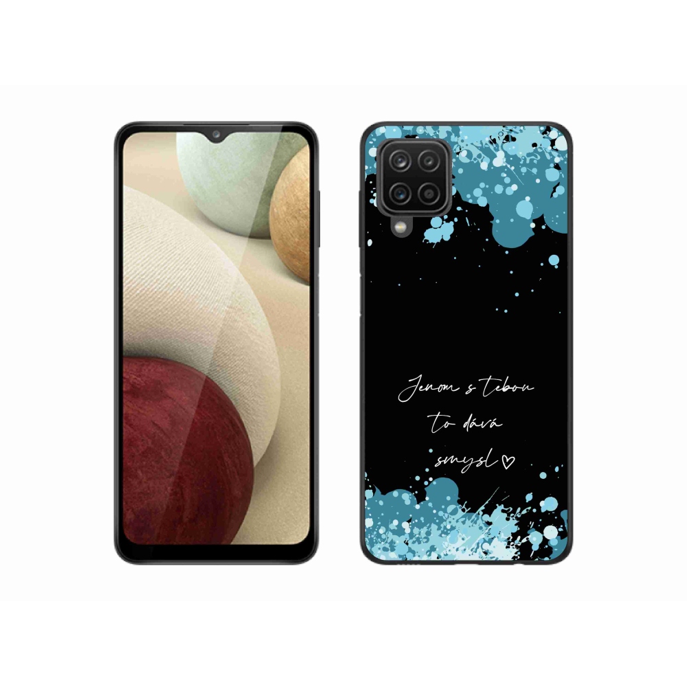 Gél borító mmCase Samsung Galaxy M12 - szöveg szerelemben fekete háttérrel