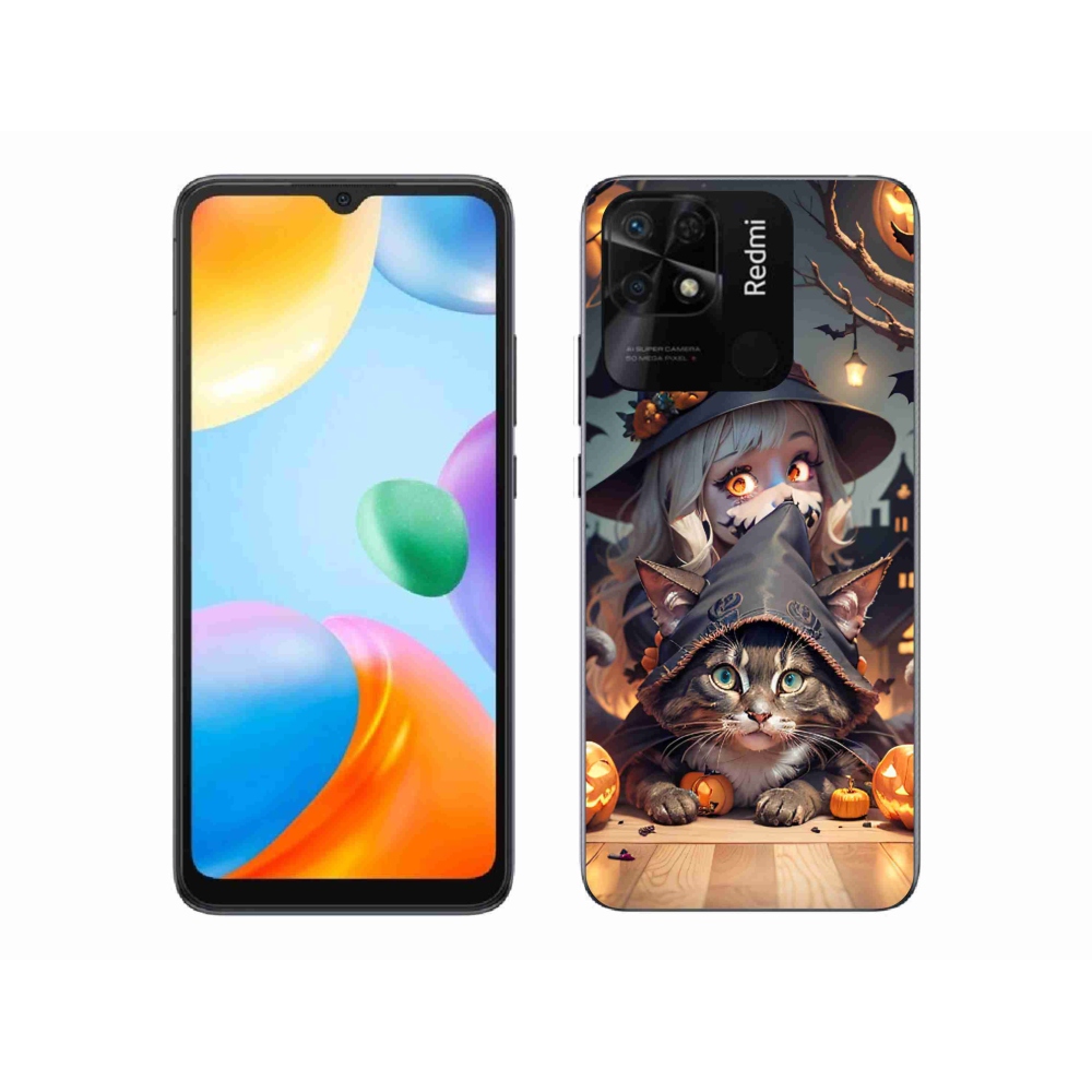 Gél borítás mmCase a Xiaomi Redmi 10C-hez - boszorkány macskával