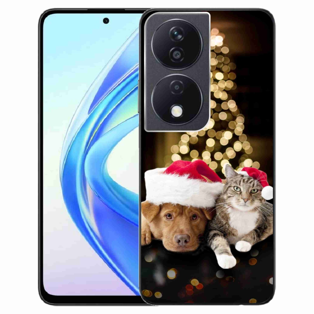 Gél borító mmCase a Honor X7b/Honor 90 Smart készülékhez - Karácsonyi kutya és macska