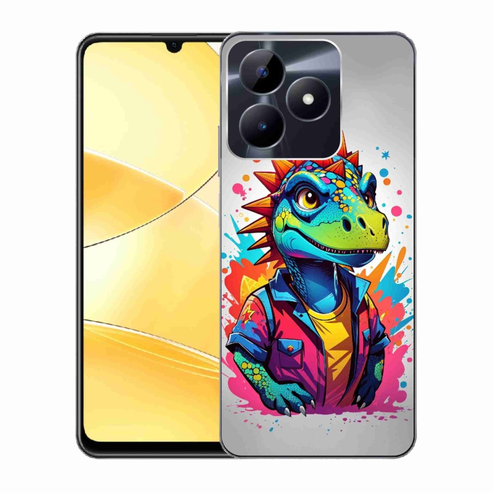 Zselés borító mmCase a Realme C51/C53 készülékhez - színes dinoszauruszok