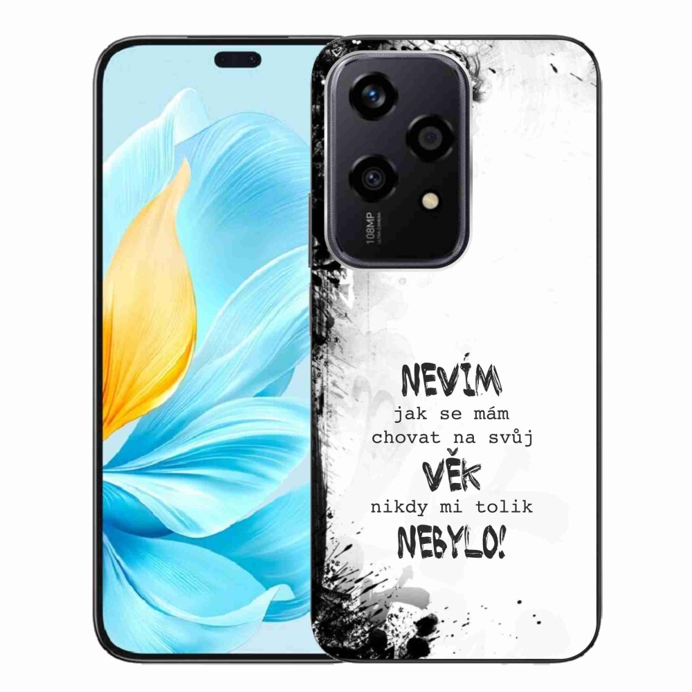 Zselés borító mmCase a Honor 200 Lite 5G számára - vicces szöveg 14 fehér háttér