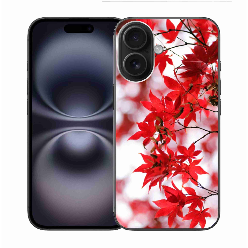 Zselés borítás mmCase iPhone 16 készülékhez - piros levelek