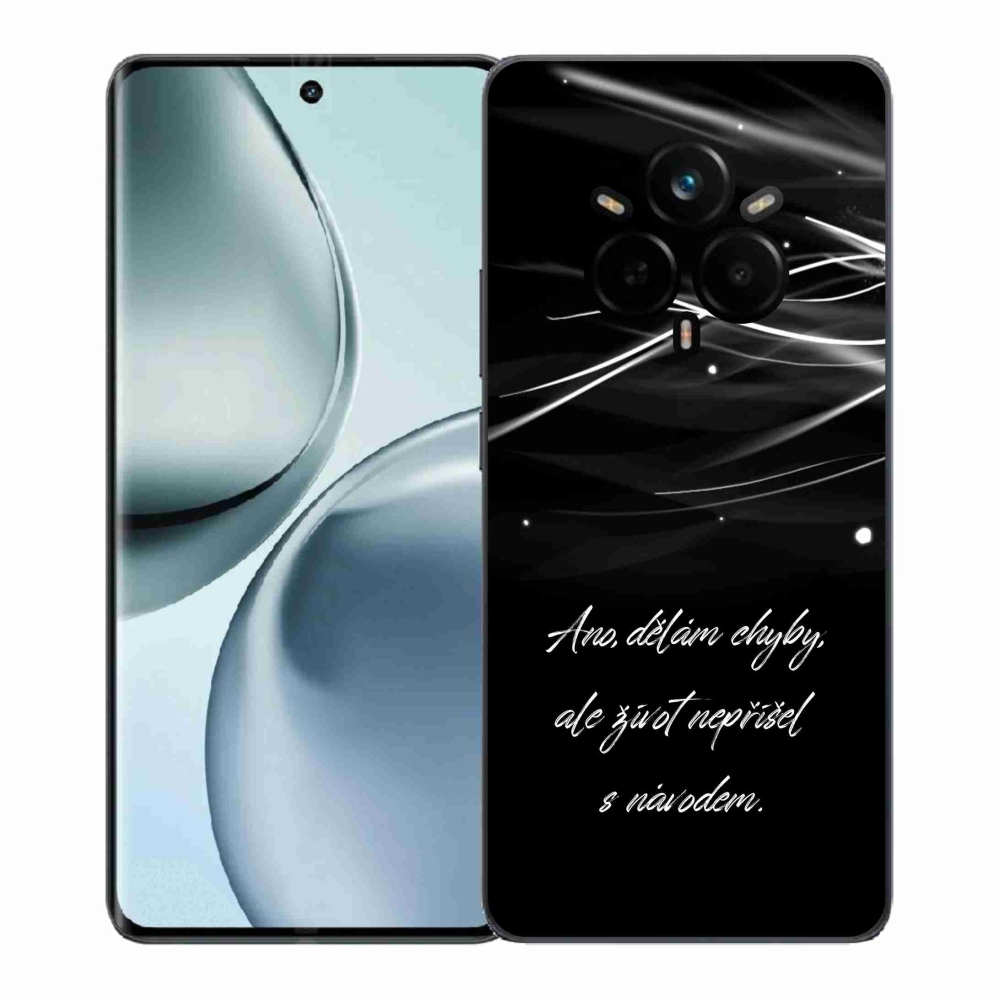 Gél borítás mmCase a Realme 14 Pro+ 5G-n - idézem fekete háttérrel