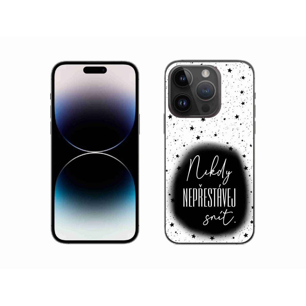 Zselés borítás mmCase iPhone 14 Pro 6.1 - idézet 1 fekete és fehér háttérrel