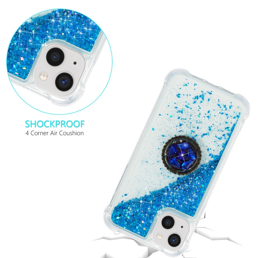 Csillogó homokóra zselés tok iPhone 15 készülékhez - kék