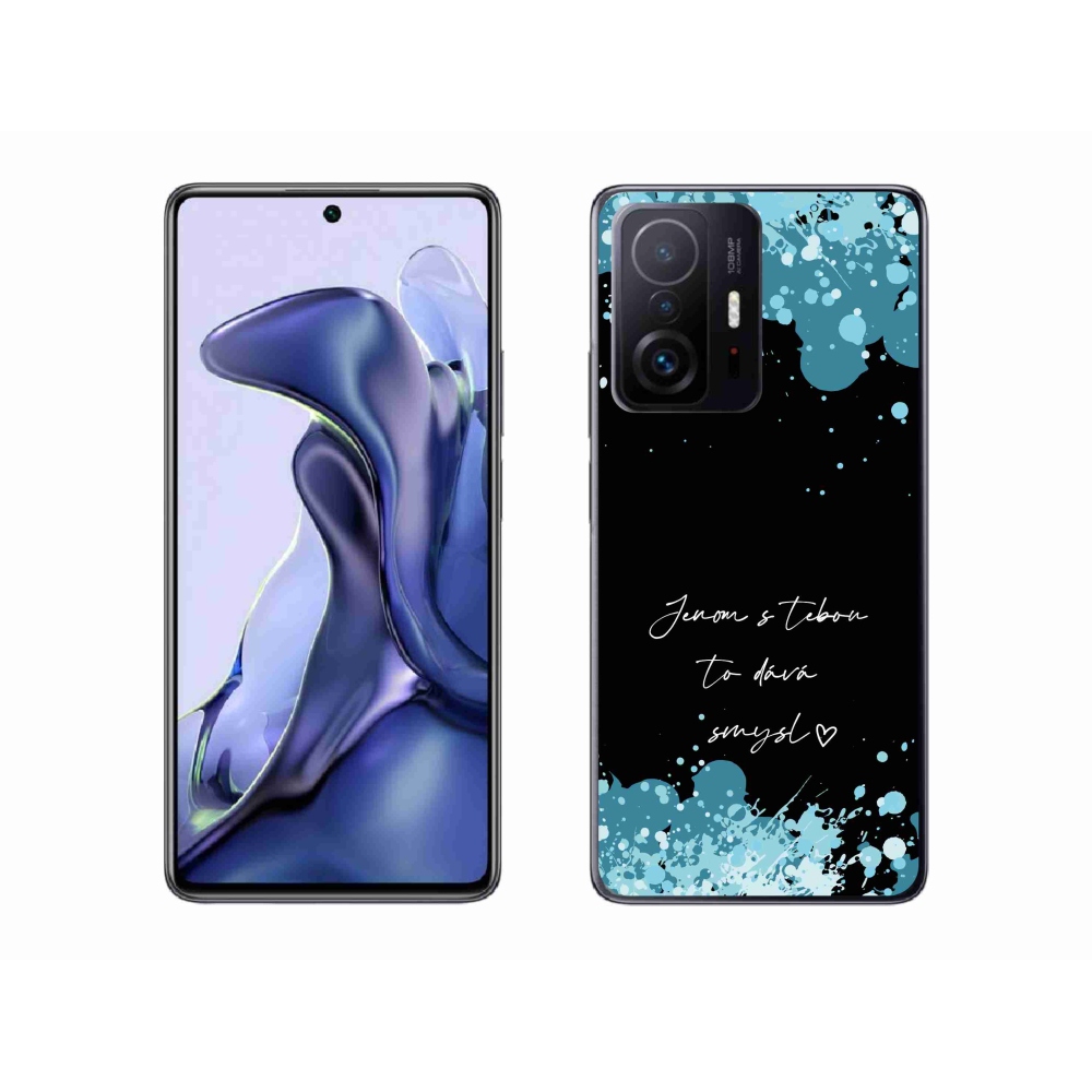 Gél borító mmCase a Xiaomi 11T-hez - szerelmes szöveg fekete háttérrel