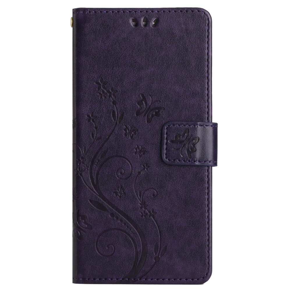 Virágok könyv tok Samsung Galaxy A26 5G - sötét lila