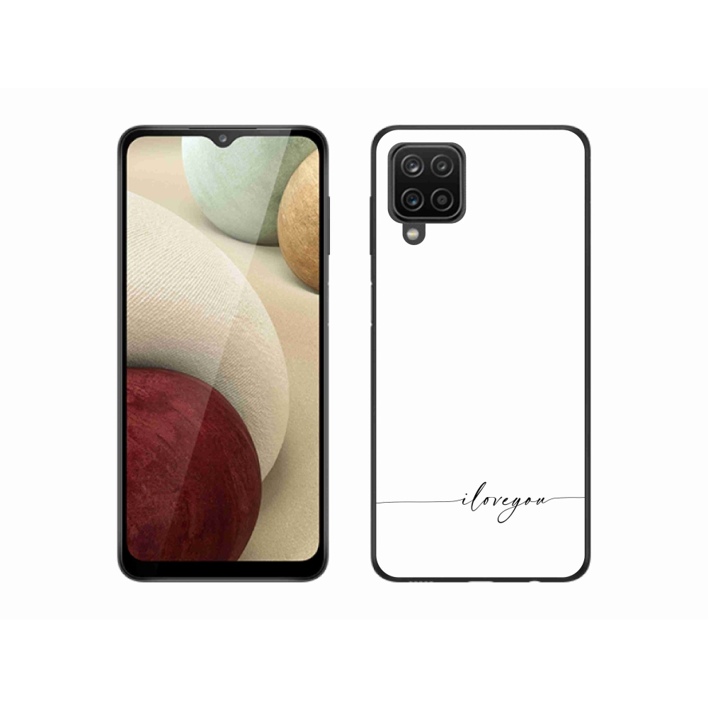 Gél borítás mmCase Samsung Galaxy A12 - I love you fehér háttérrel