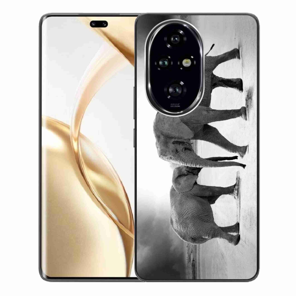 Zselés borítás mmCase a Honor 200 Pro 5G számára - fekete és fehér elefántok