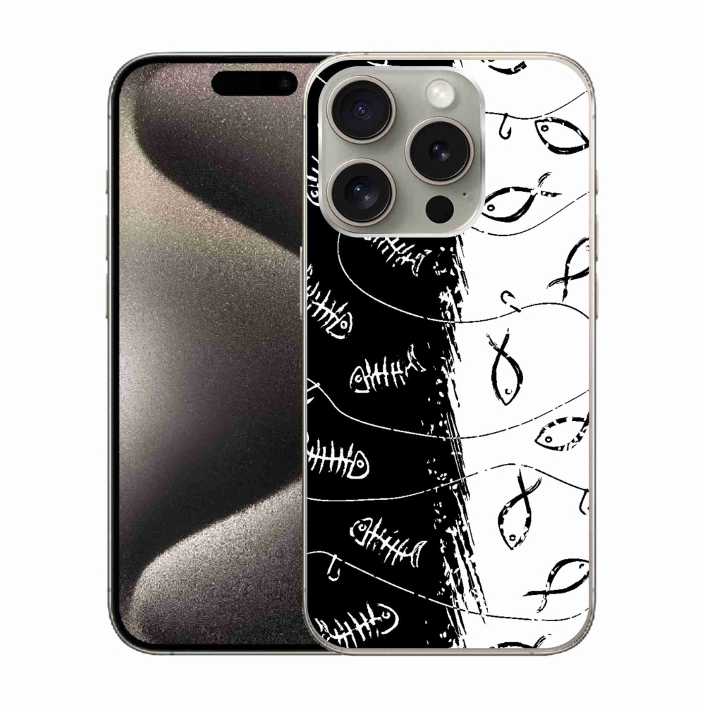 Zselés borítás mmCase iPhone 15 Pro készülékhez - csontvázak és halak